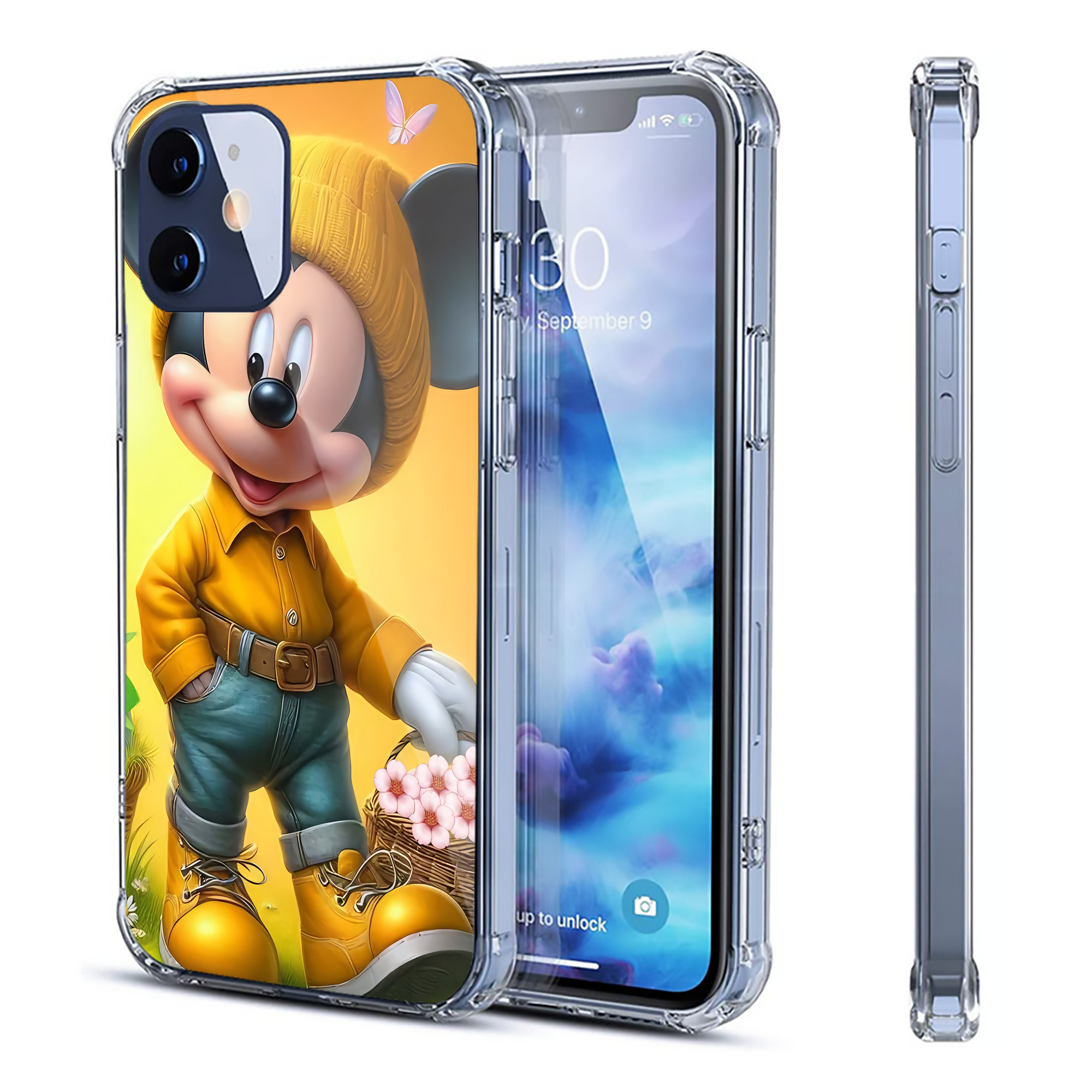 （画像用） ミッキーマウス Mickey Mouse 【iPhone 12シリーズ対応】透明スマホケース（クリアソフトケース）